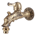 Ornamental Antique Brass Double-Service Bibcock with Ceramic Cartridge