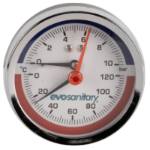 Axial Thermomanometer with Check Valve EvoSanitary®